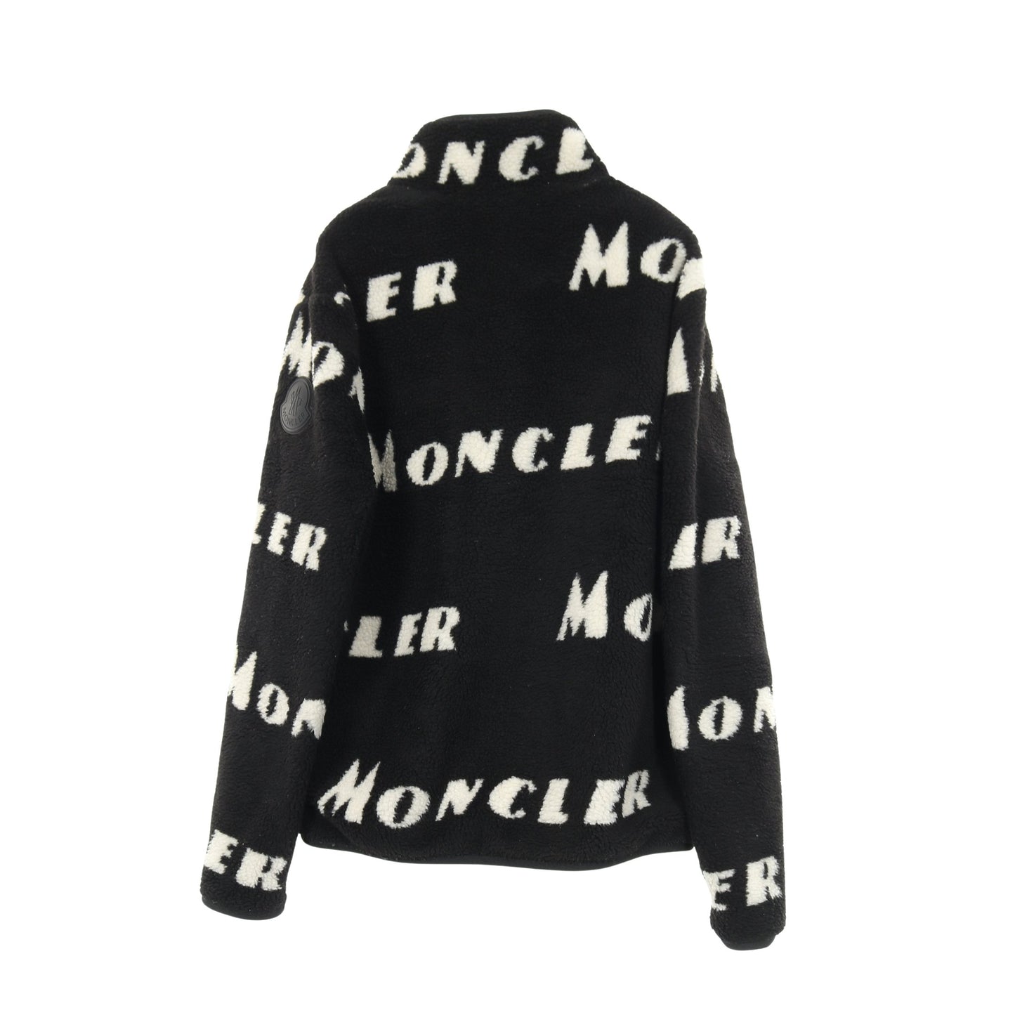 フリース ボア ジャケット ロゴ総柄 ブラック リバーシブル モンクレール アウター MONCLER