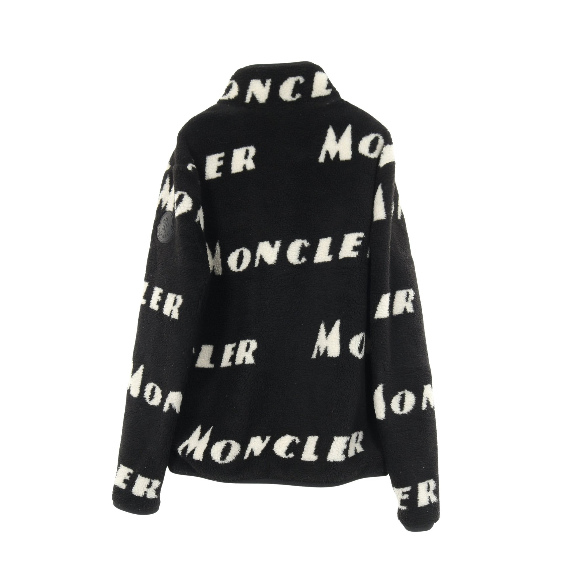 フリース ボア ジャケット ロゴ総柄 ブラック リバーシブル モンクレール アウター MONCLER