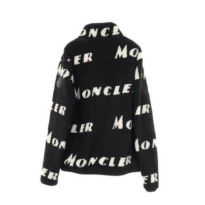 フリース ボア ジャケット ロゴ総柄 ブラック リバーシブル モンクレール アウター MONCLER