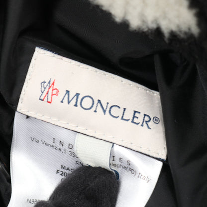 フリース ボア ジャケット ロゴ総柄 ブラック リバーシブル モンクレール アウター MONCLER