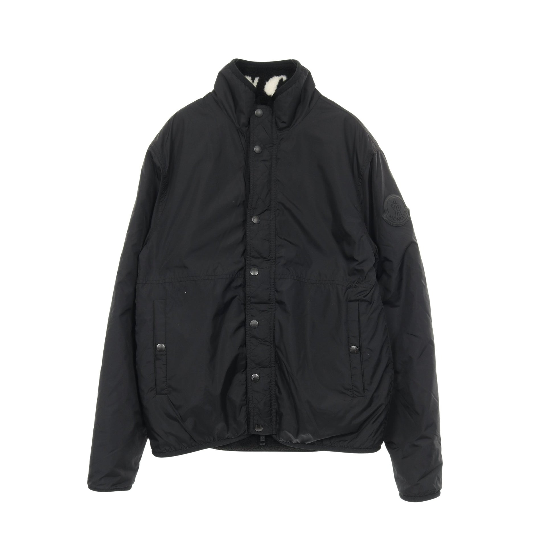 フリース ボア ジャケット ロゴ総柄 ブラック リバーシブル モンクレール アウター MONCLER
