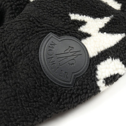 フリース ボア ジャケット ロゴ総柄 ブラック リバーシブル モンクレール アウター MONCLER