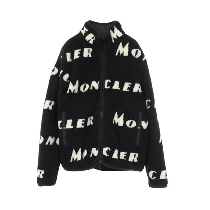 フリース ボア ジャケット ロゴ総柄 ブラック リバーシブル モンクレール アウター MONCLER