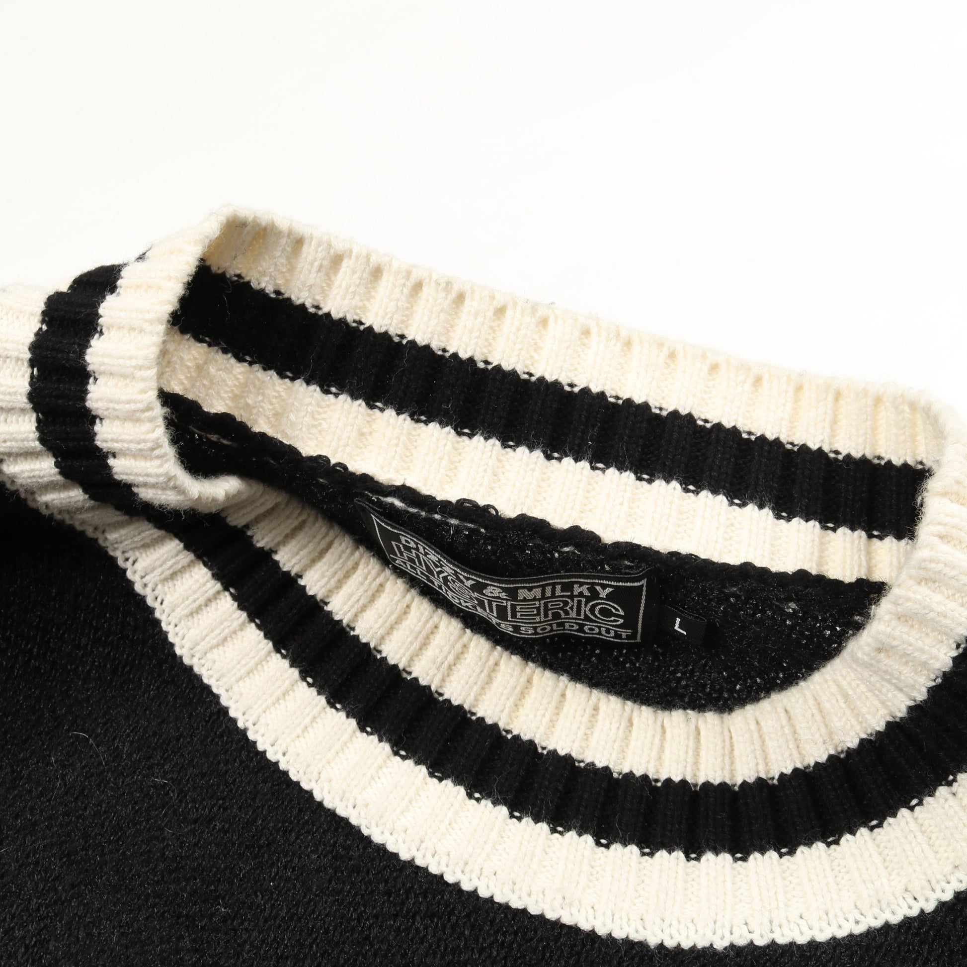 ニット クルーネック ロゴ刺繡 リネン ブラック ホワイト ヒステリックグラマー トップス HYSTERIC GLAMOUR