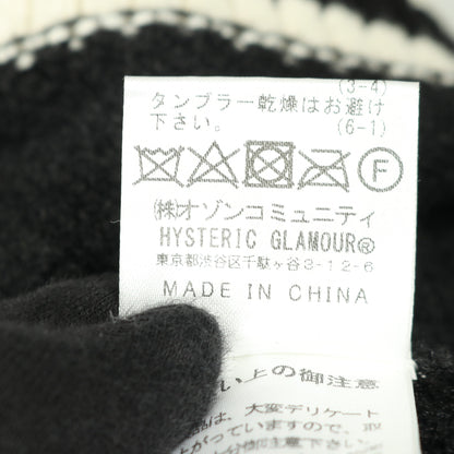 ニット クルーネック ロゴ刺繡 リネン ブラック ホワイト ヒステリックグラマー トップス HYSTERIC GLAMOUR