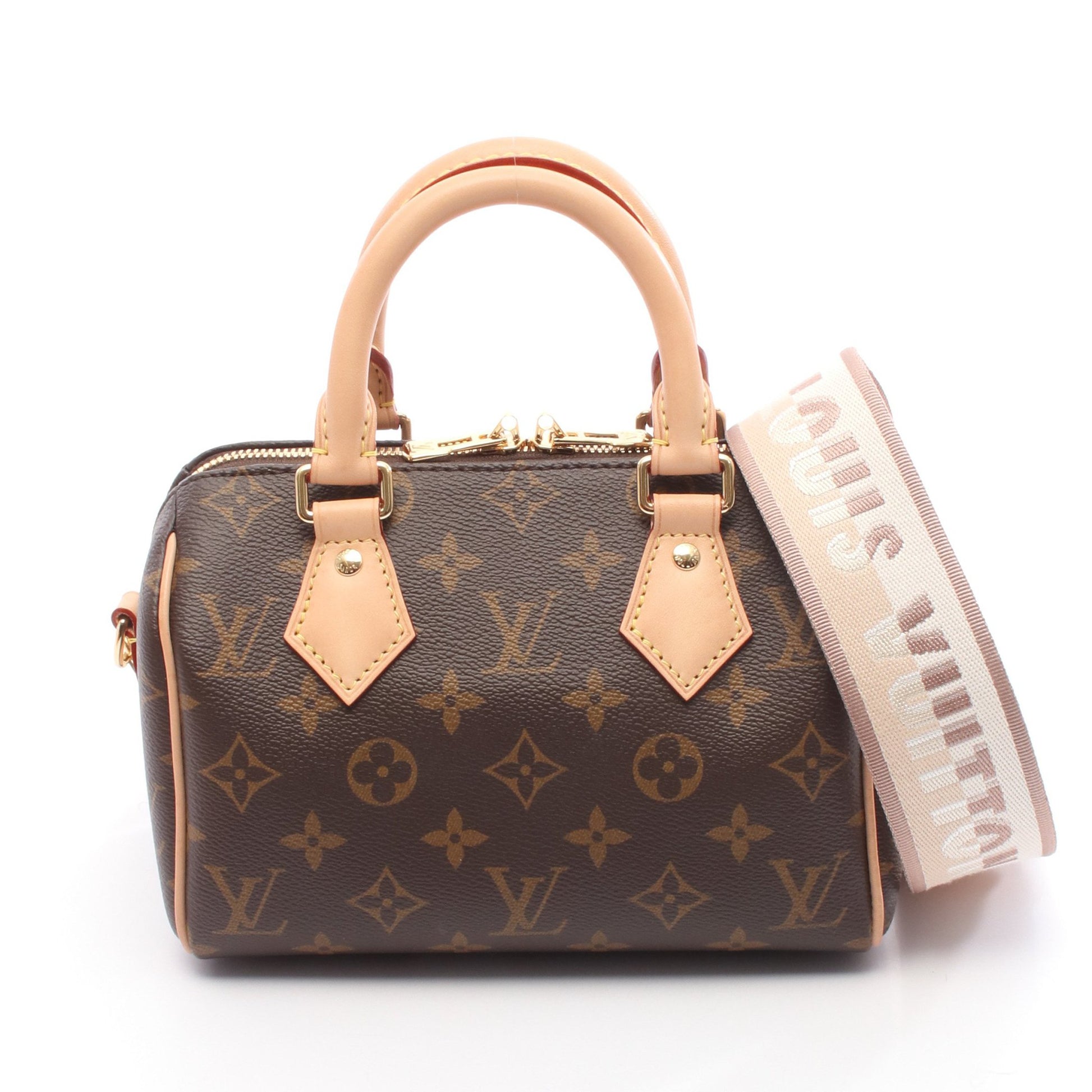 スピーディ バンドリエール 20 モノグラム ベージュ ハンドバッグ PVC レザー ブラウン 2WAY ルイヴィトン バッグ LOUIS VUITTON