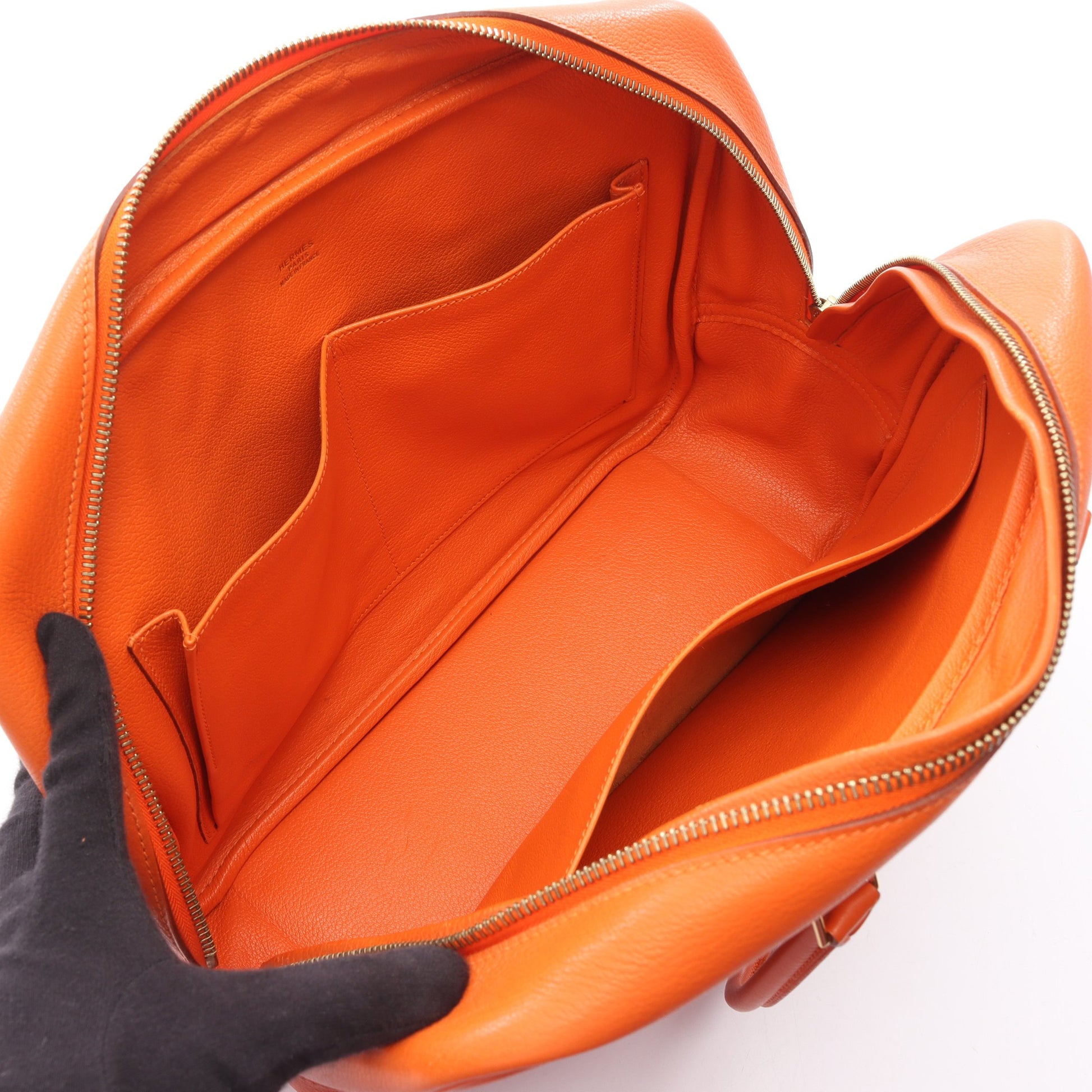 プリュム32 ハンドバッグ トリヨンクレマンス オレンジ ゴールド金具 □B刻印 エルメス バッグ HERMES