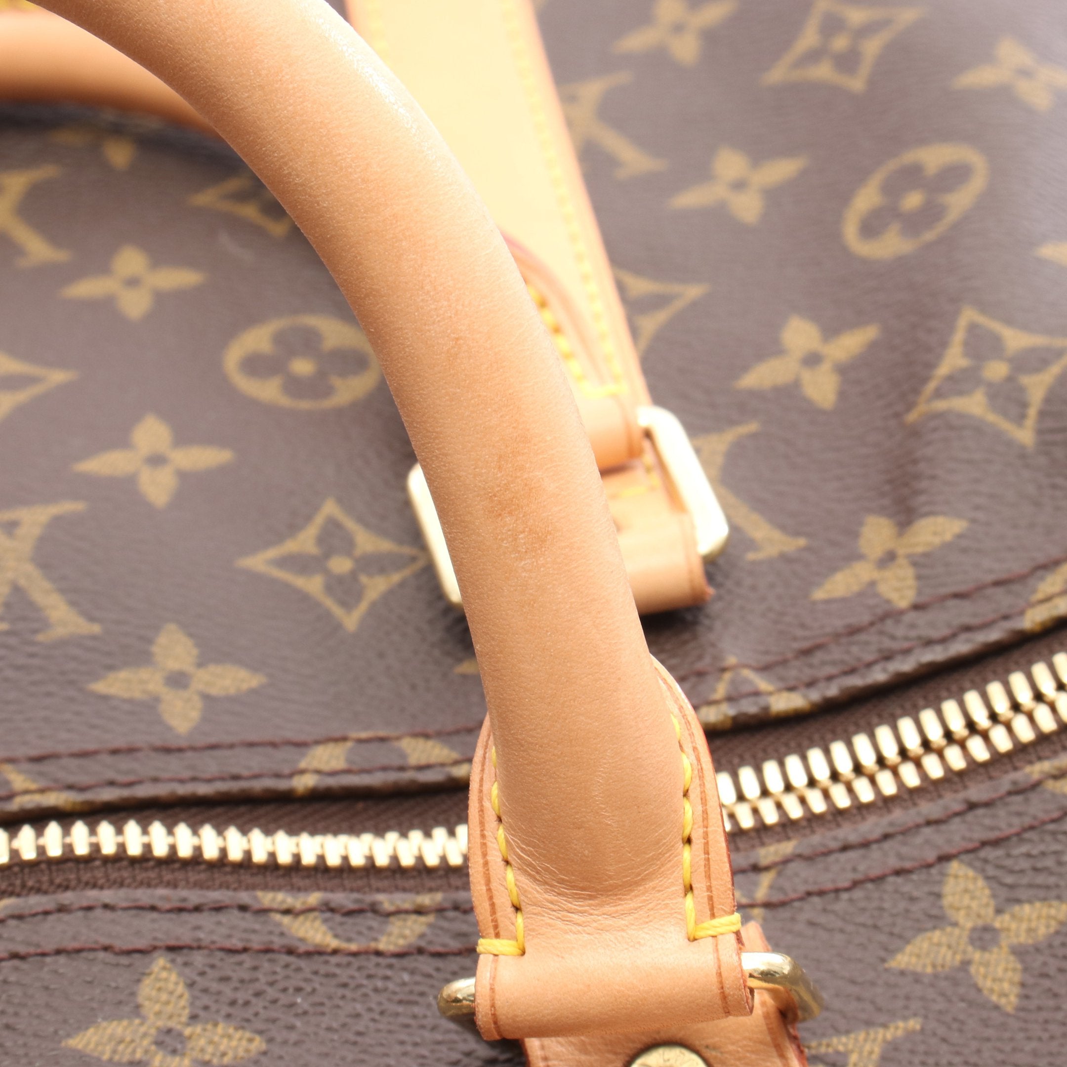 キーポル55 モノグラム ボストンバッグ PVC レザー ブラウン ルイ