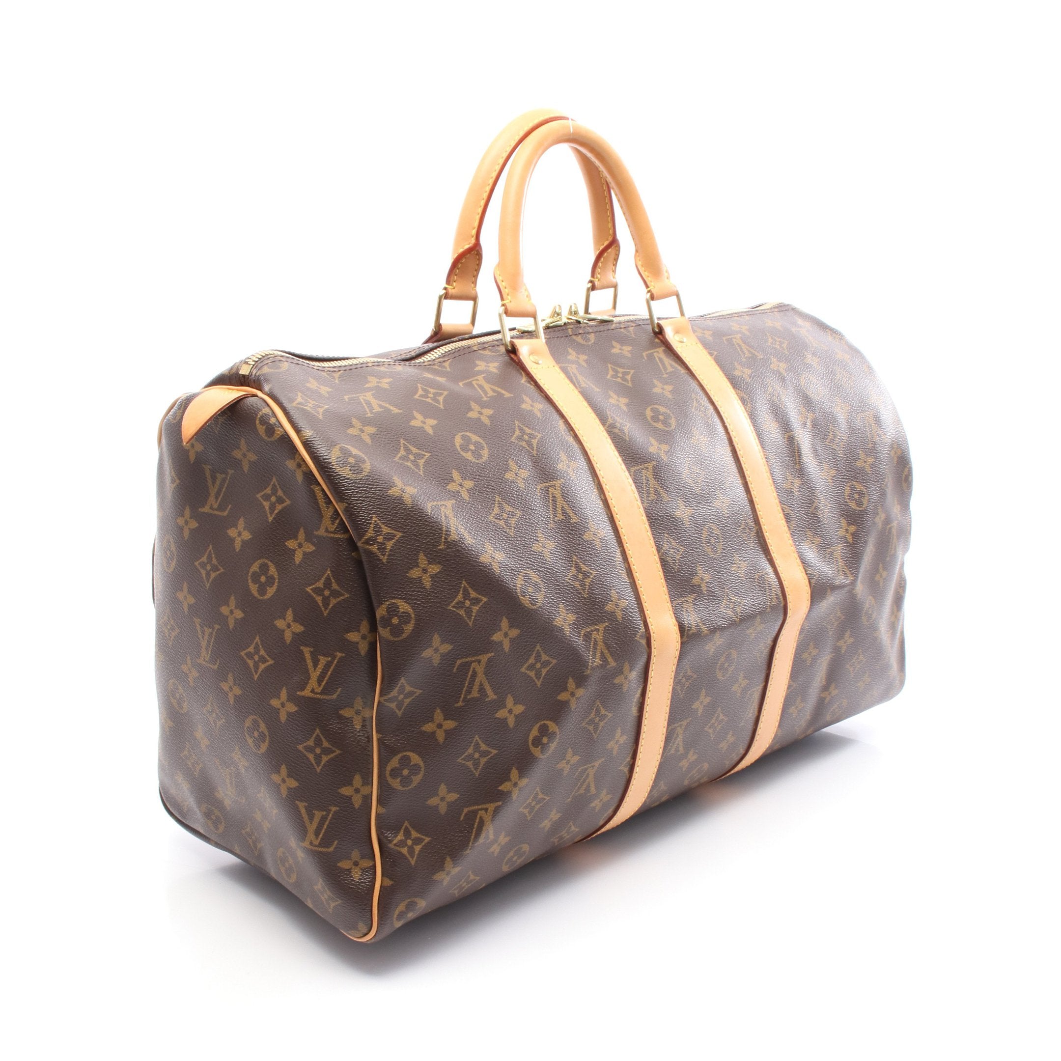 キーポル50 モノグラム ボストンバッグ PVC レザー ブラウン ルイ