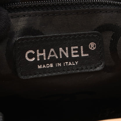 カンボンライン ミディアム ハンドバッグ トートバッグ レザー ピンクベージュ ブラック シルバー金具 シャネル バッグ CHANEL