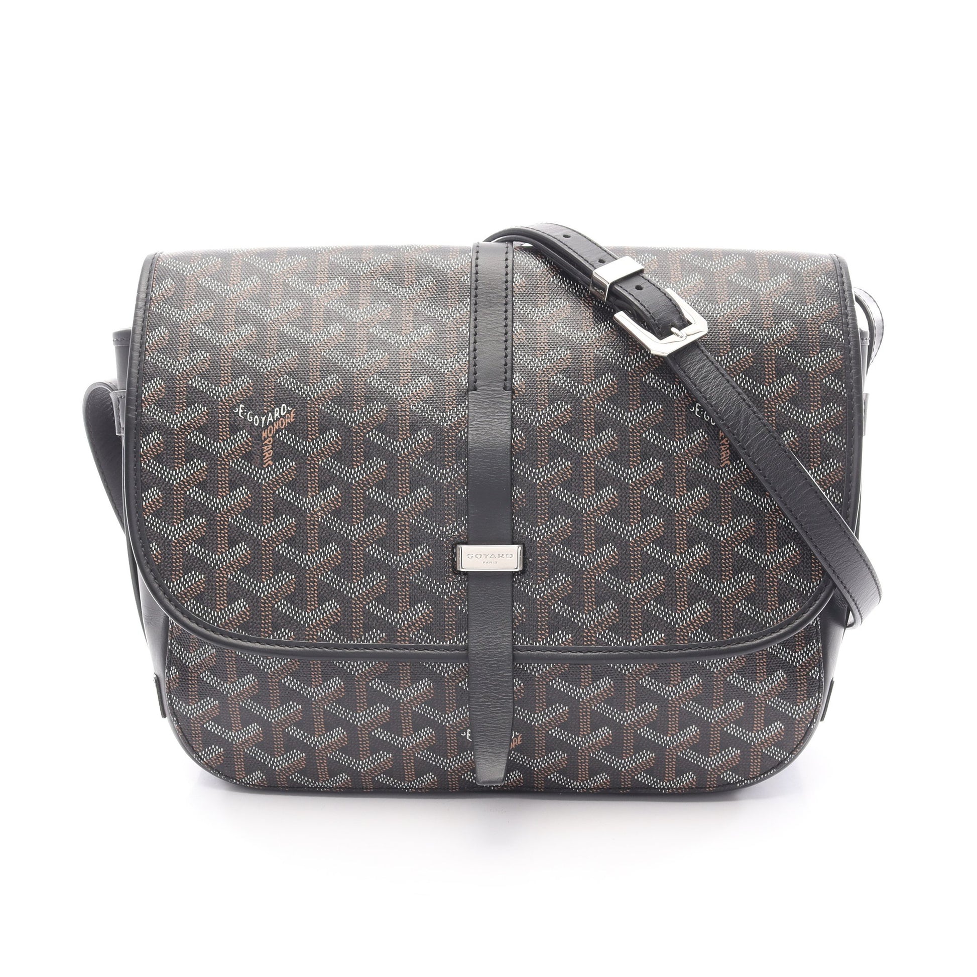 ベルヴェデーレMM ショルダーバッグ コーティングキャンバス レザー ブラック マルチカラー ゴヤール バッグ GOYARD