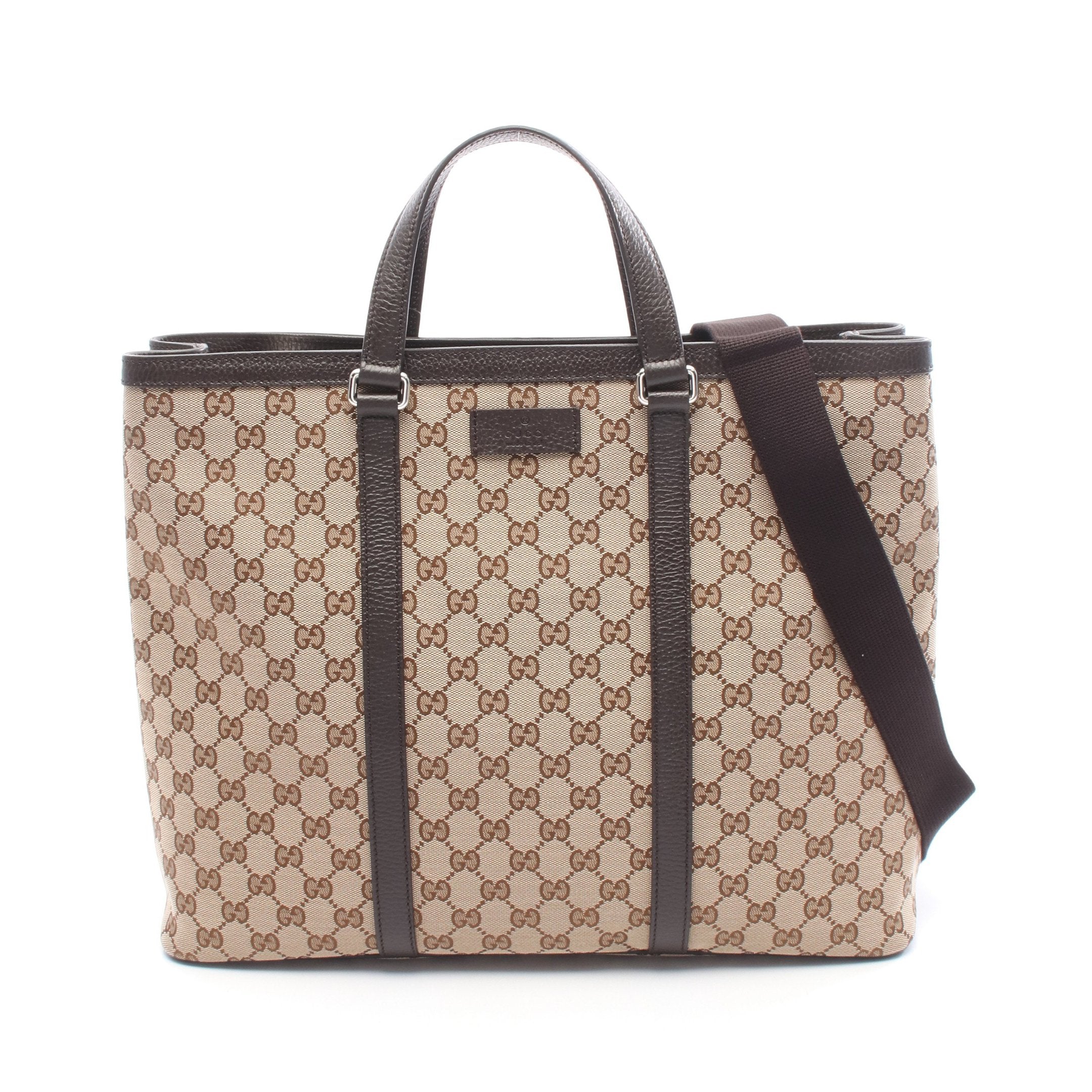 GUCCI GGキャンバス レザー　ビジネスバッグ トートバッグ　ハンドバッグ GUCCI レザートートバッグ GUCCI グッチ トートバッグ GGキャンバス