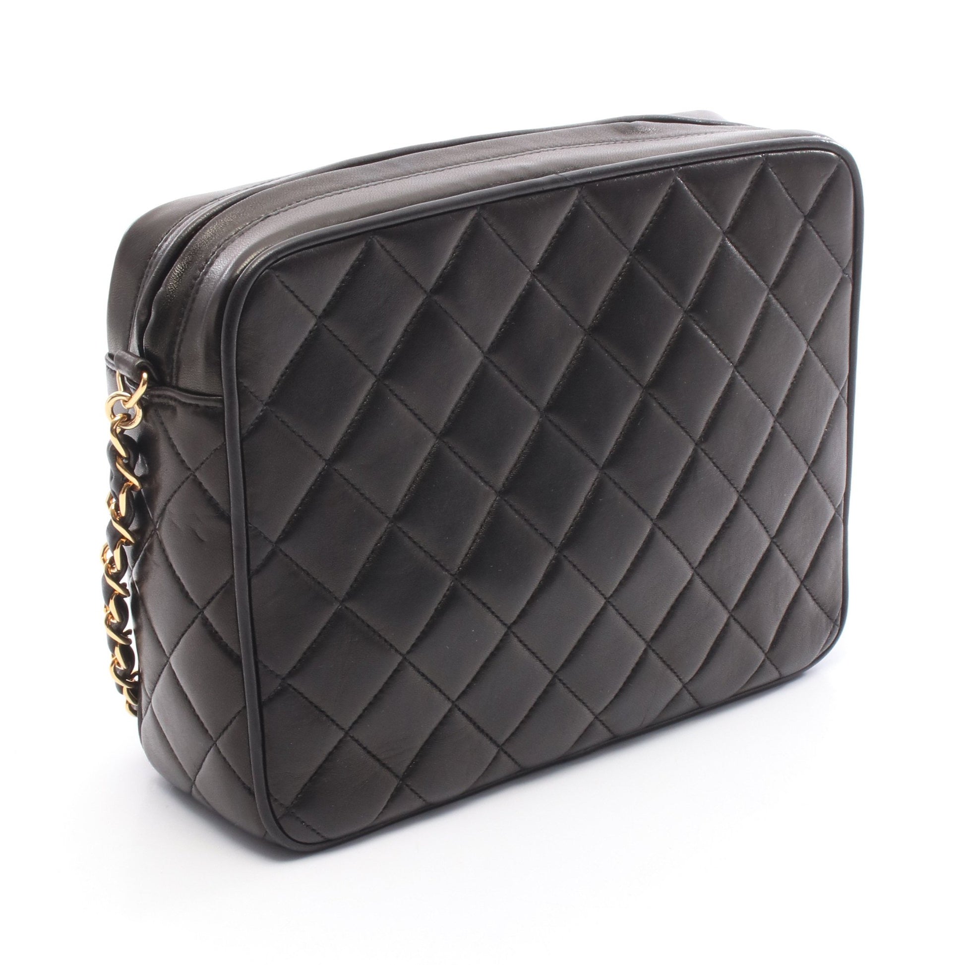 マトラッセ チェーンショルダーバッグ ラムスキン ブラック ゴールド金具 タッセル ヴィンテージ シャネル バッグ CHANEL