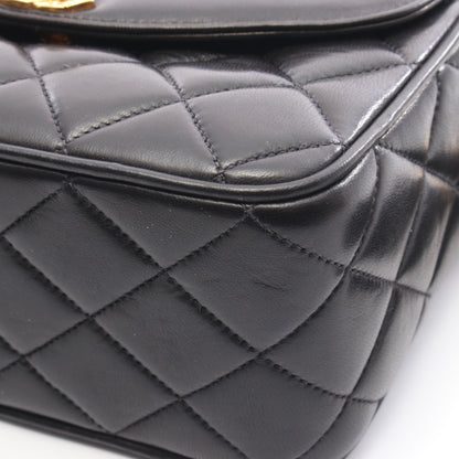 マトラッセ ダイアナフラップ チェーンショルダーバッグ ラムスキン ブラック ゴールド金具 シャネル バッグ CHANEL