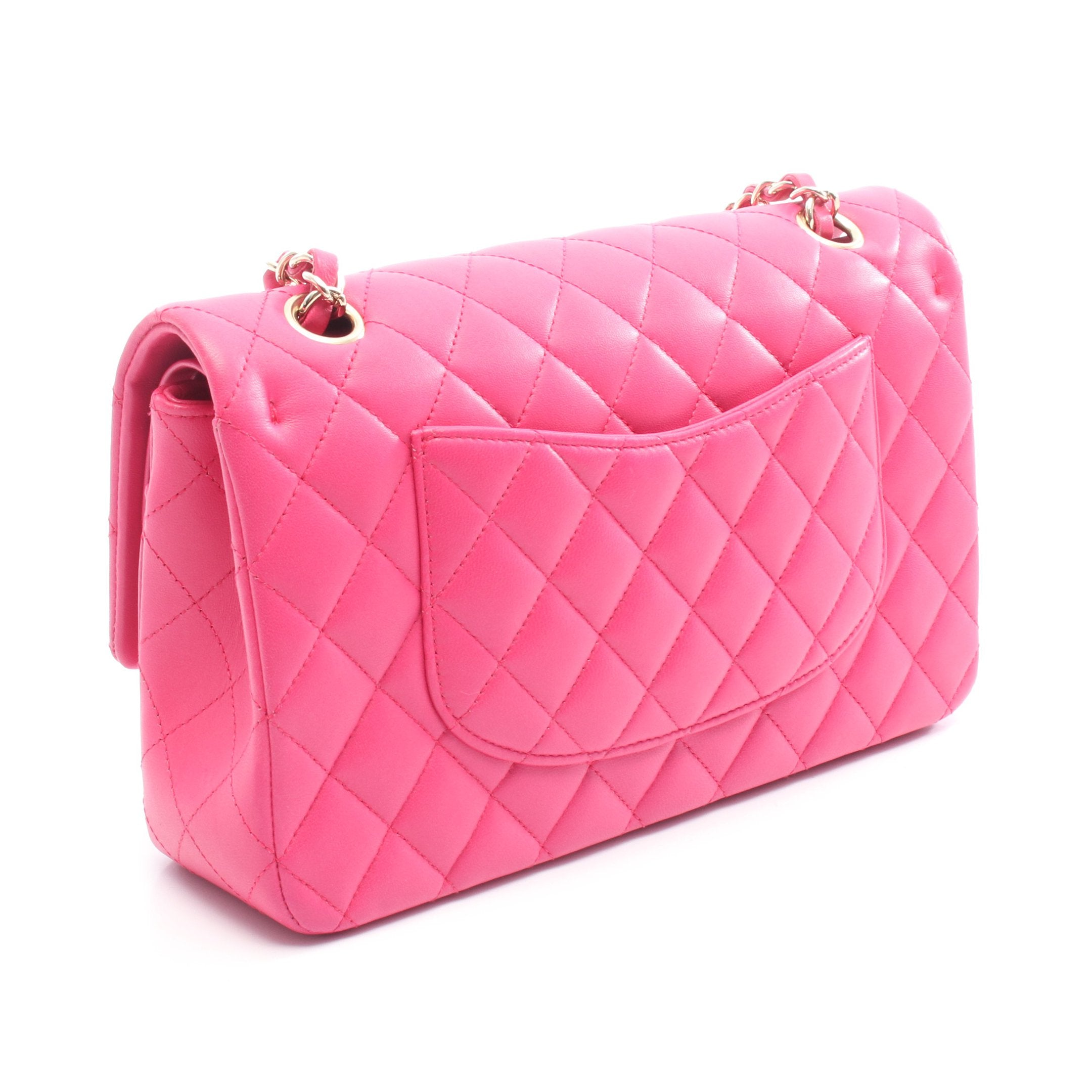 NR27　md18146tm【CHANEL】Wフラップ　マトラッセ25 　ピンク×ゴールド金具　ラムスキン シャネル マトラッセ25 ラムスキン ダブルフラップ ダブルチェーン