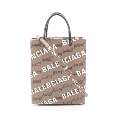 BBモノグラム ハンドバッグ PVC レザー グレーブラウン ホワイト ブラック 2WAY バレンシアガ バッグ BALENCIAGA
