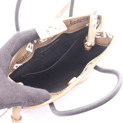 BBモノグラム ハンドバッグ PVC レザー グレーブラウン ホワイト ブラック 2WAY バレンシアガ バッグ BALENCIAGA