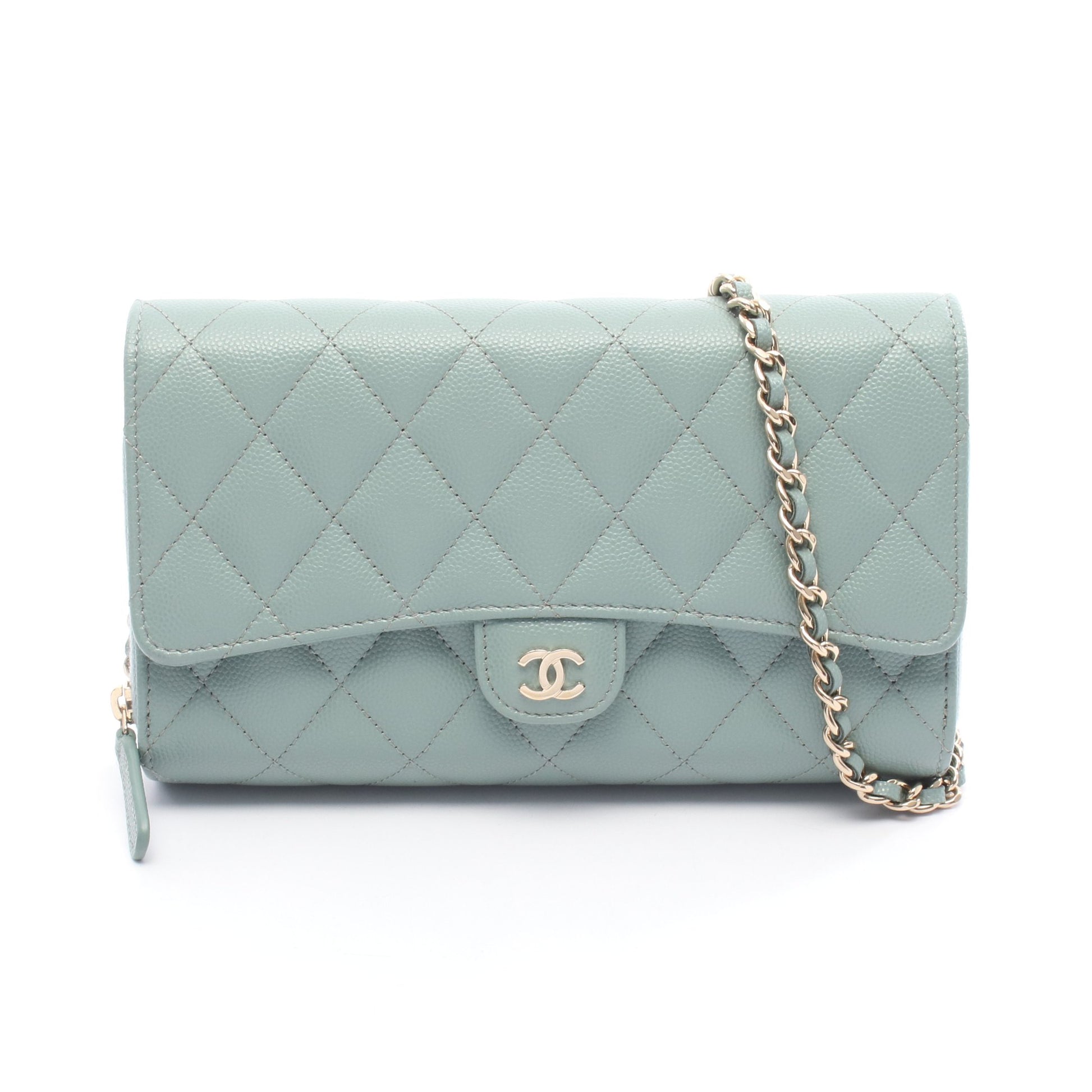 マトラッセ チェーンウォレット キャビアスキン グレーグリーン ゴールド金具 シャネル バッグ CHANEL