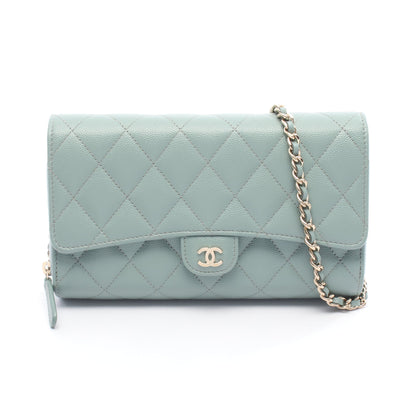 マトラッセ チェーンウォレット キャビアスキン グレーグリーン ゴールド金具 シャネル バッグ CHANEL