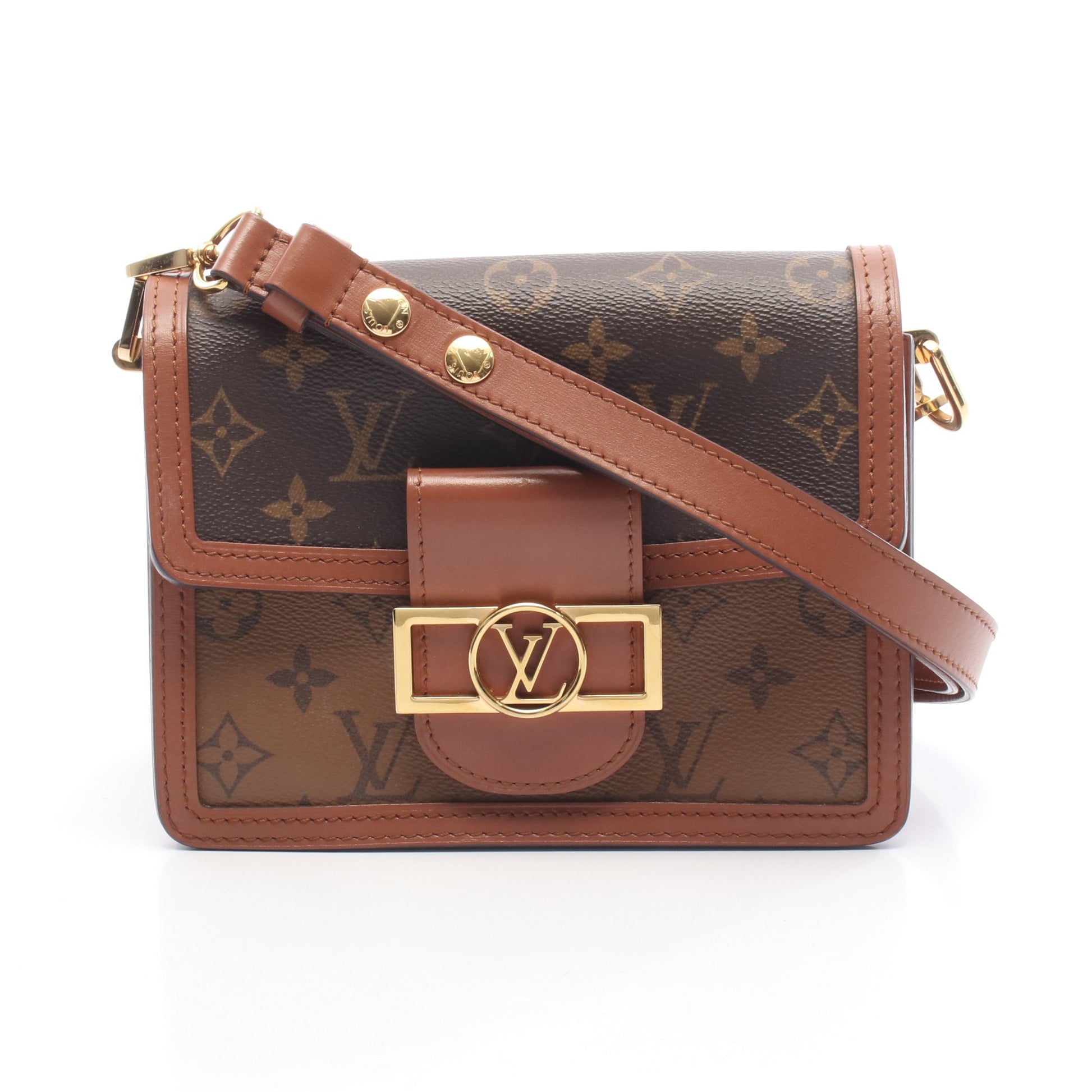 ドーフィーヌ MINI モノグラムリバース ショルダーバッグ PVC レザー ブラウン ベージュ ルイヴィトン バッグ LOUIS VUITTON