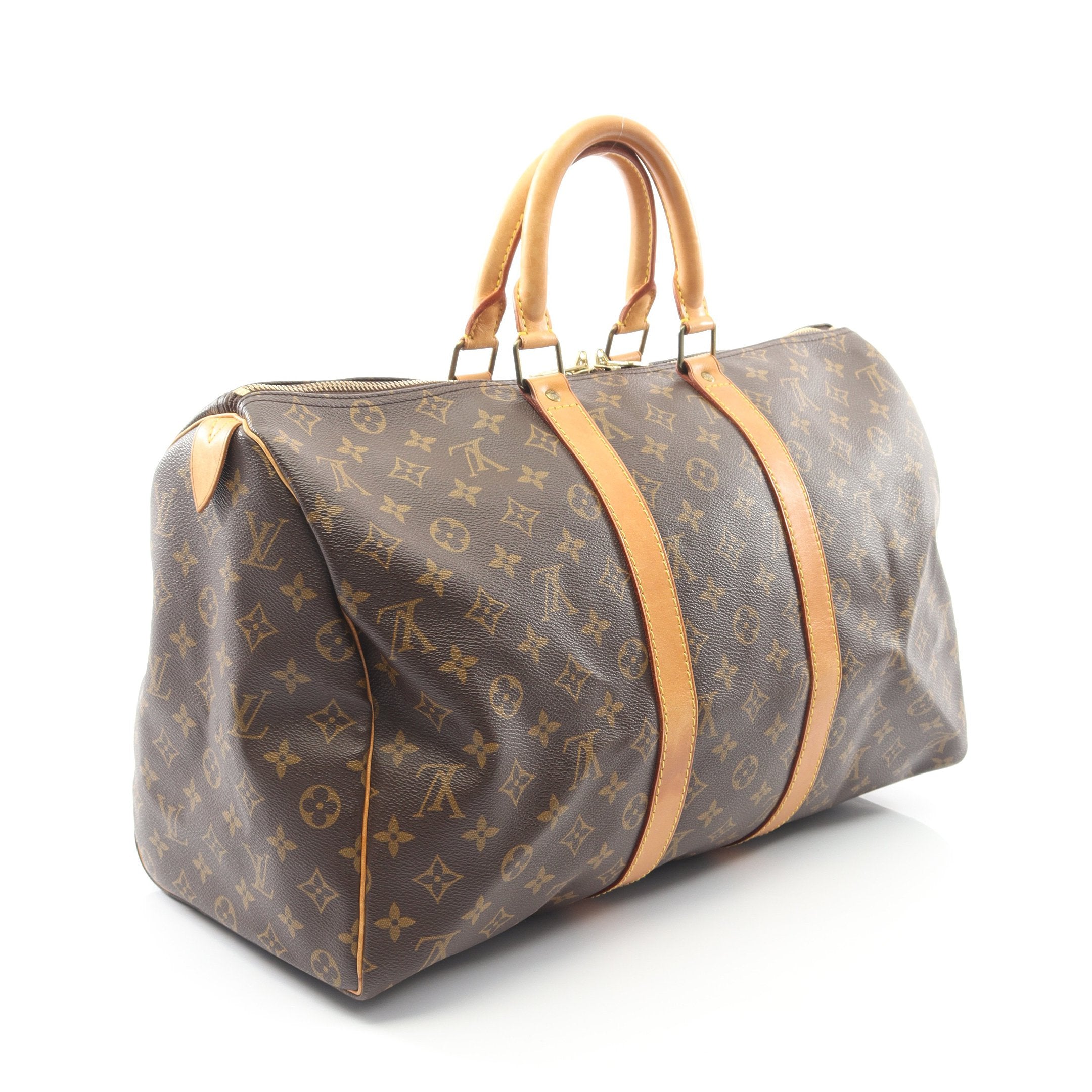 キーポル45 モノグラム ボストンバッグ PVC レザー ブラウン ルイ