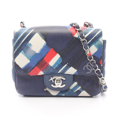 エアライン マトラッセ チェーンショルダーバッグ レザー ブルー マルチカラー シルバー金具 シャネル バッグ CHANEL