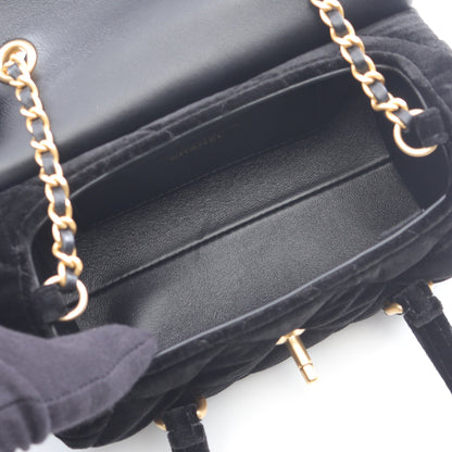 チェーンショルダーバッグ ベロア ブラック ゴールド金具 2WAY シャネル バッグ CHANEL