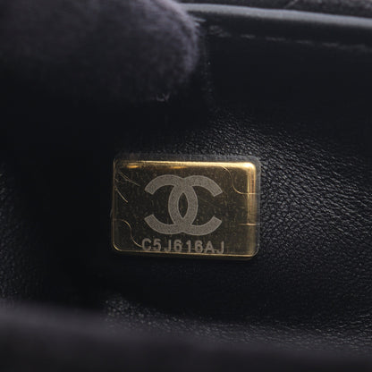チェーンショルダーバッグ ベロア ブラック ゴールド金具 2WAY シャネル バッグ CHANEL