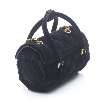 チェーンショルダーバッグ ベロア ブラック ゴールド金具 2WAY シャネル バッグ CHANEL