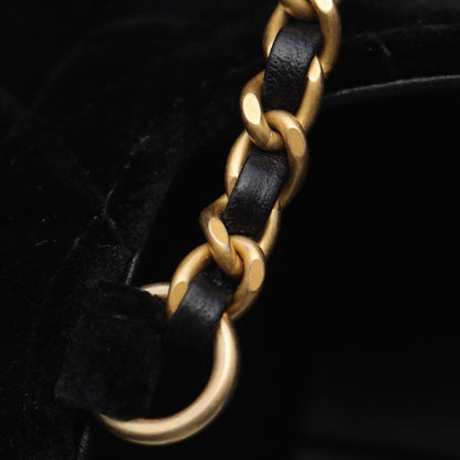チェーンショルダーバッグ ベロア ブラック ゴールド金具 2WAY シャネル バッグ CHANEL