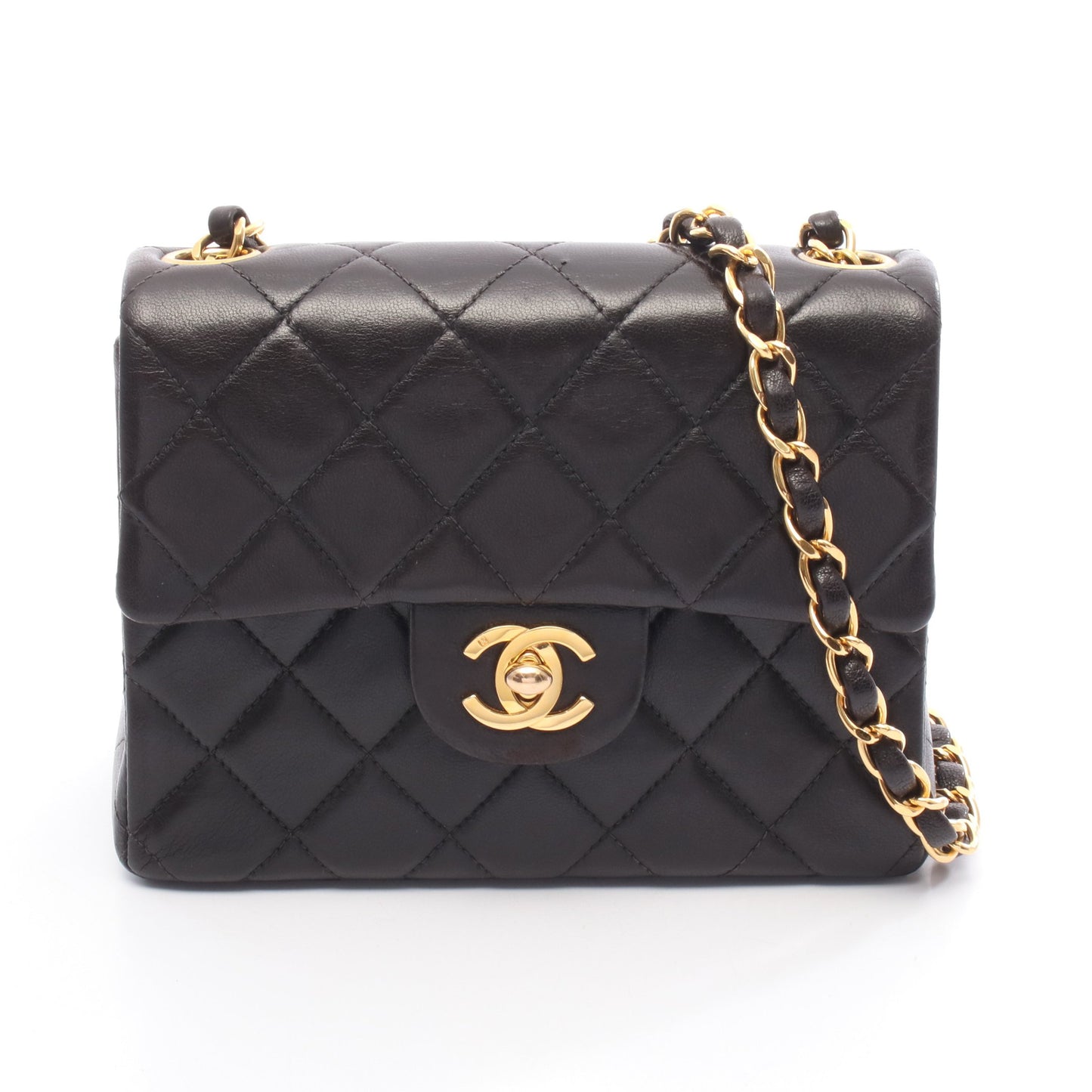 ミニマトラッセ チェーンショルダーバッグ ラムスキン ブラック ゴールド金具 シャネル バッグ CHANEL