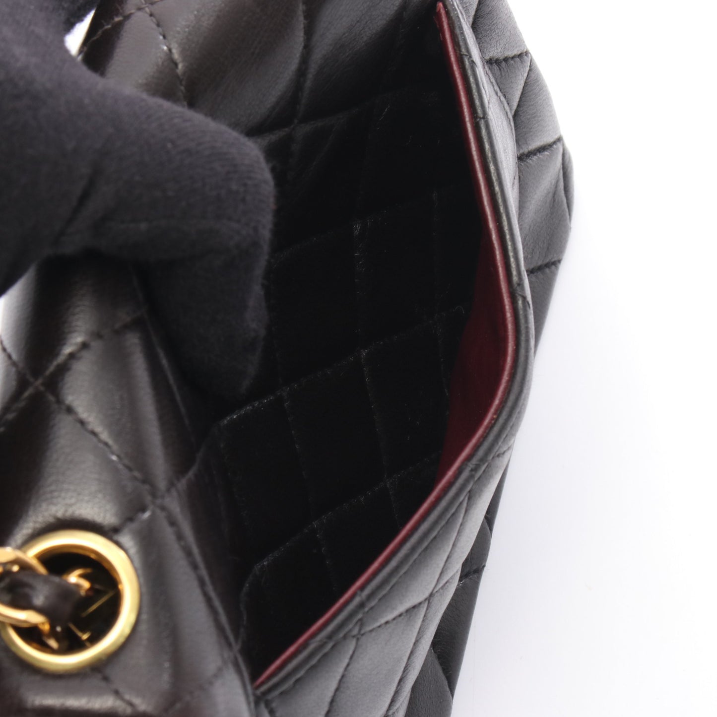 ミニマトラッセ チェーンショルダーバッグ ラムスキン ブラック ゴールド金具 シャネル バッグ CHANEL