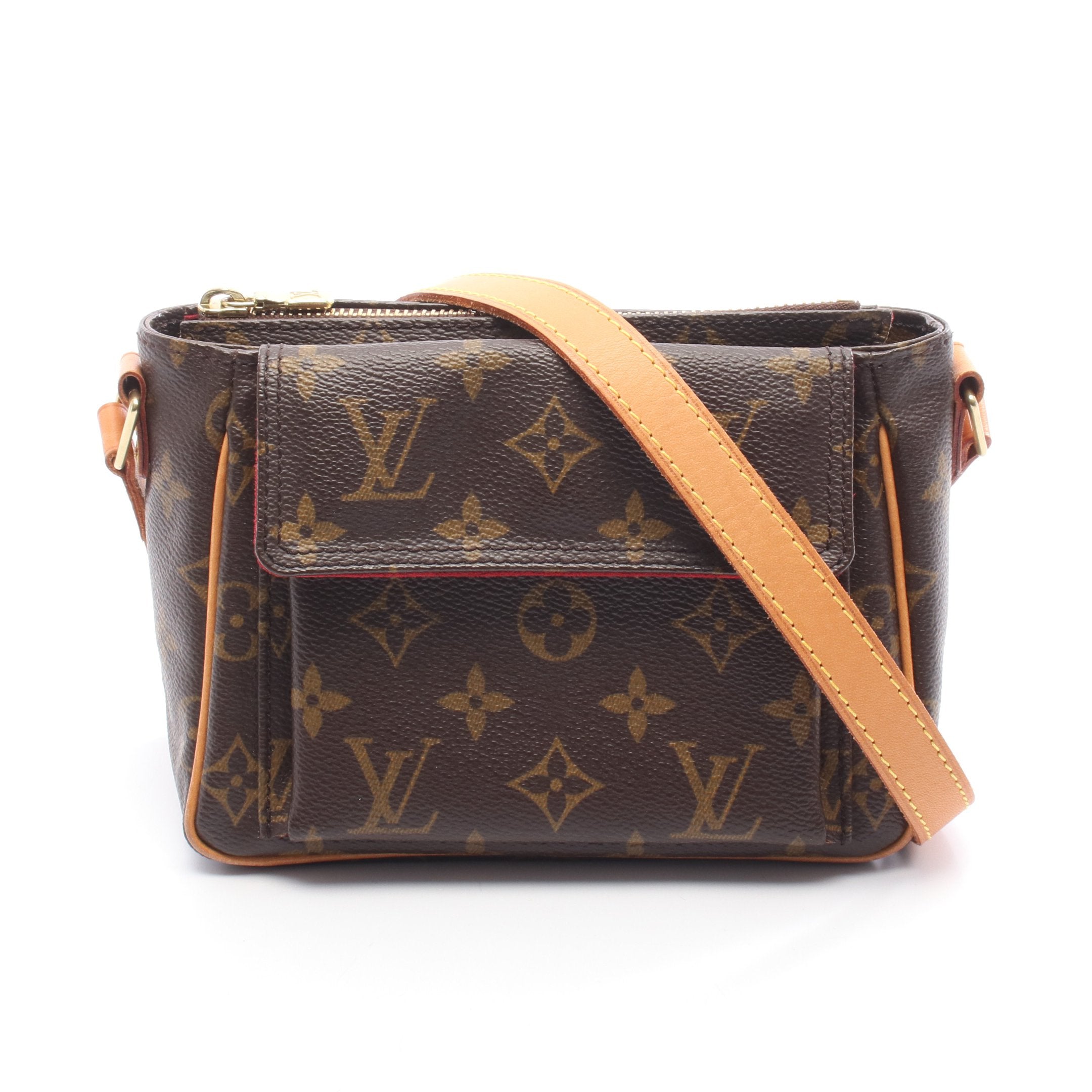 ヴィバシテPM モノグラム ショルダーバッグ PVC レザー ブラウン ルイ