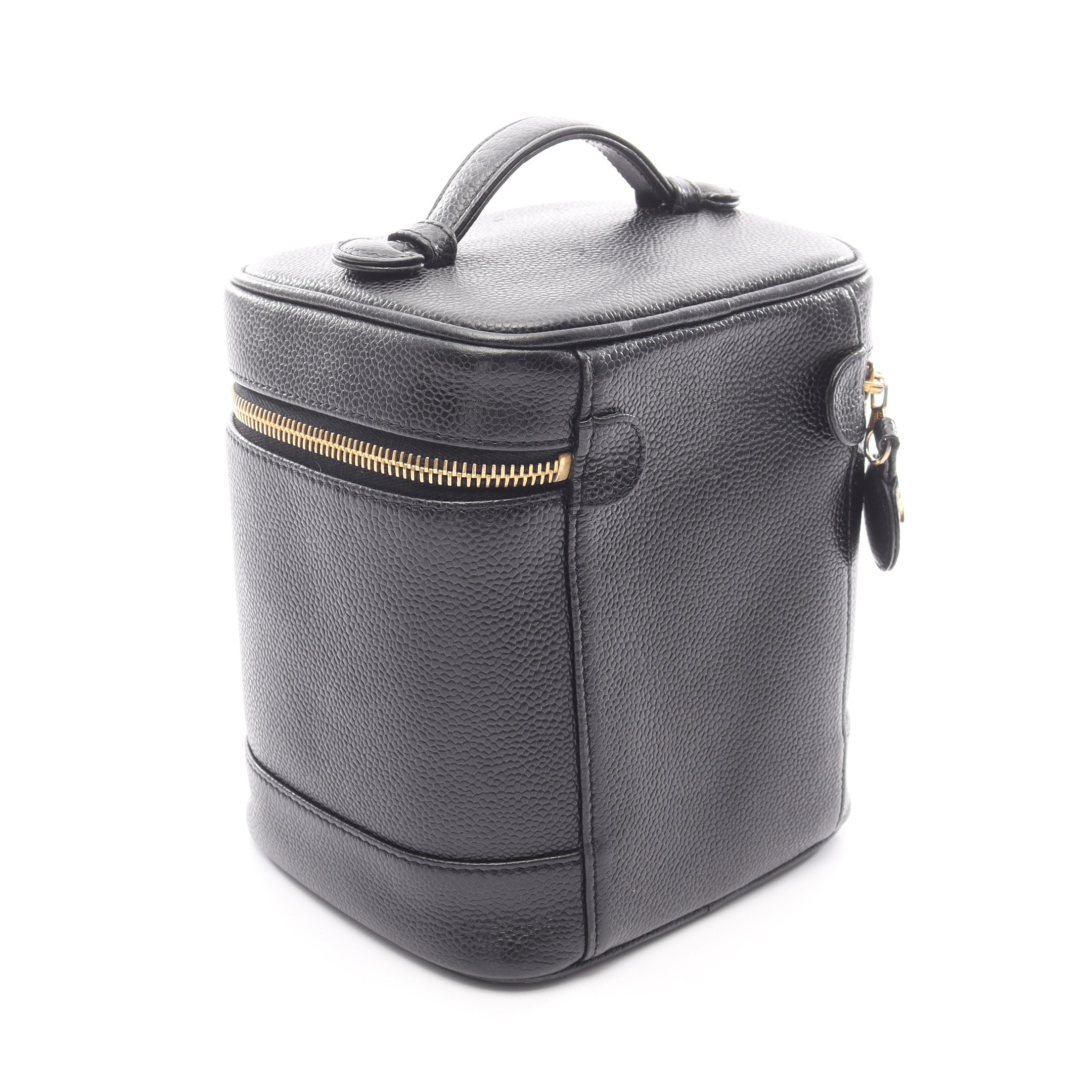 ココマーク ハンドバッグ バニティバッグ キャビアスキン ブラック