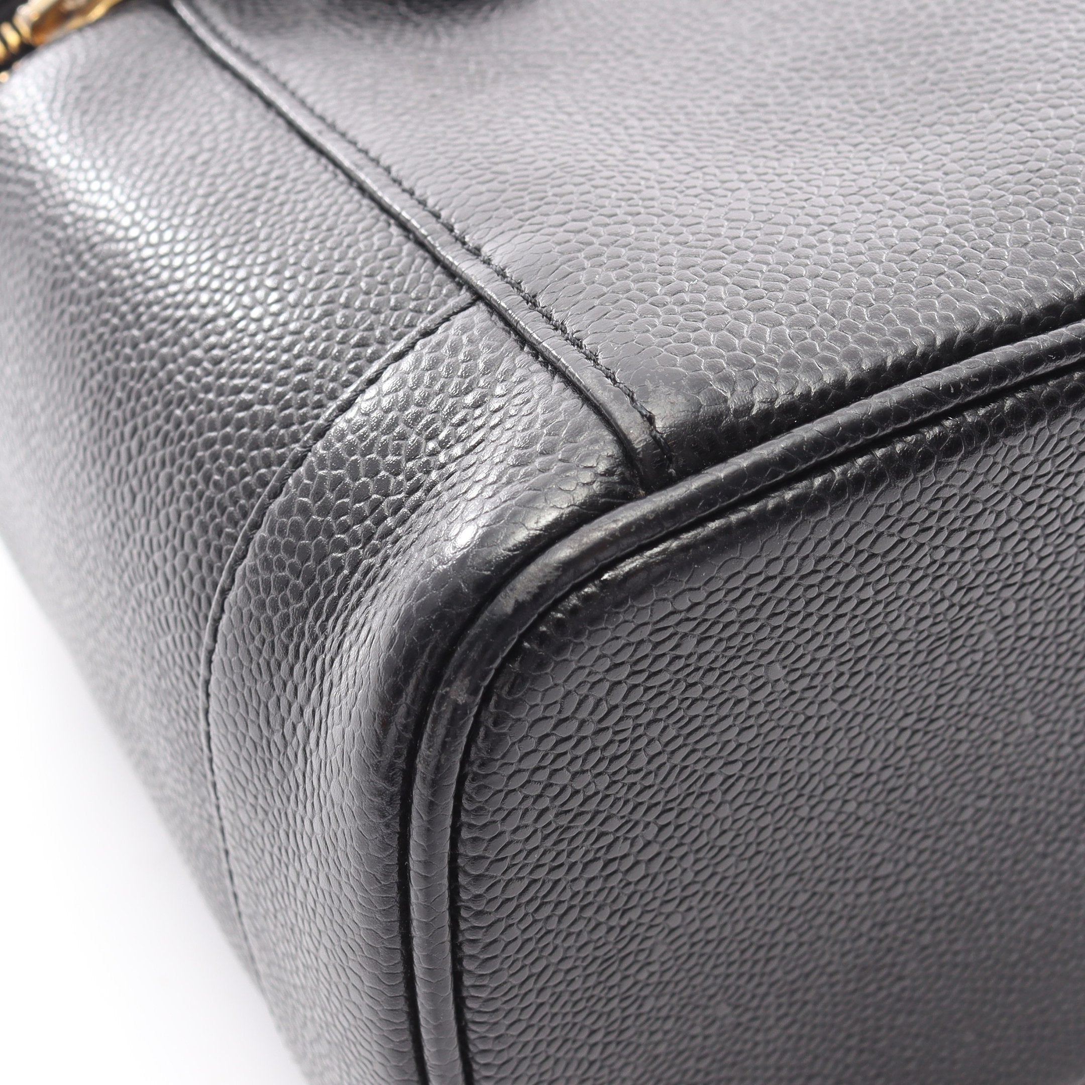 ココマーク ハンドバッグ バニティバッグ キャビアスキン ブラック