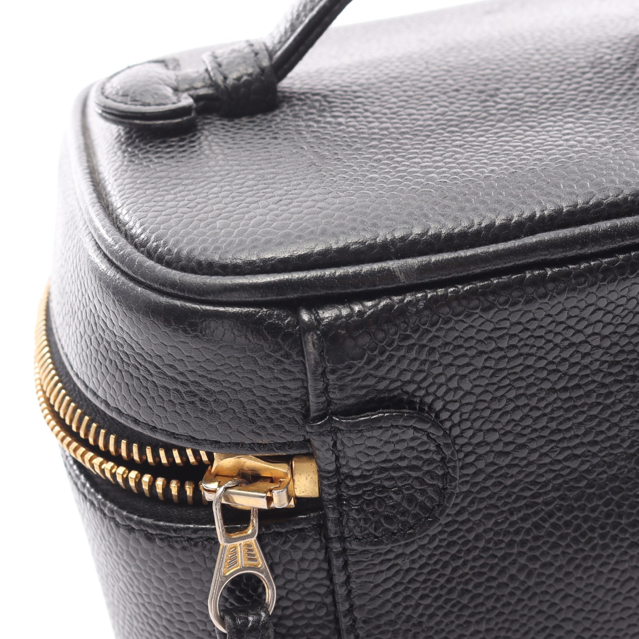 ココマーク ハンドバッグ バニティバッグ キャビアスキン ブラック