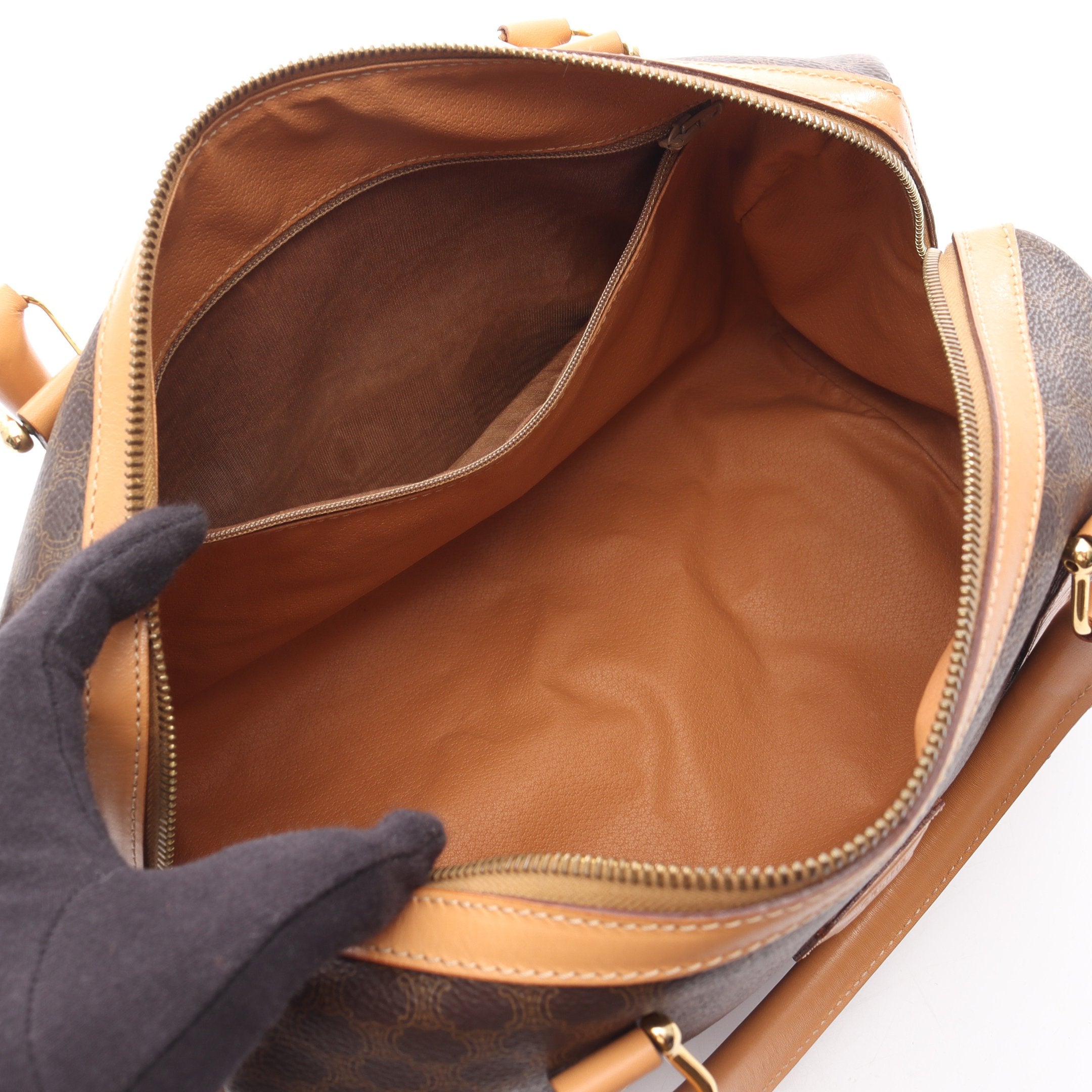 マカダム ハンドバッグ ミニボストンバッグ PVC レザー ダークブラウン