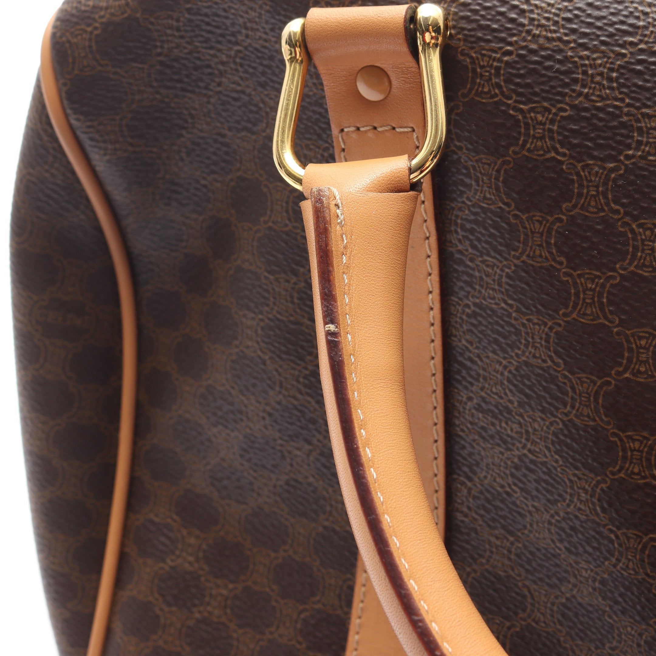 マカダム ハンドバッグ ミニボストンバッグ PVC レザー ダークブラウン