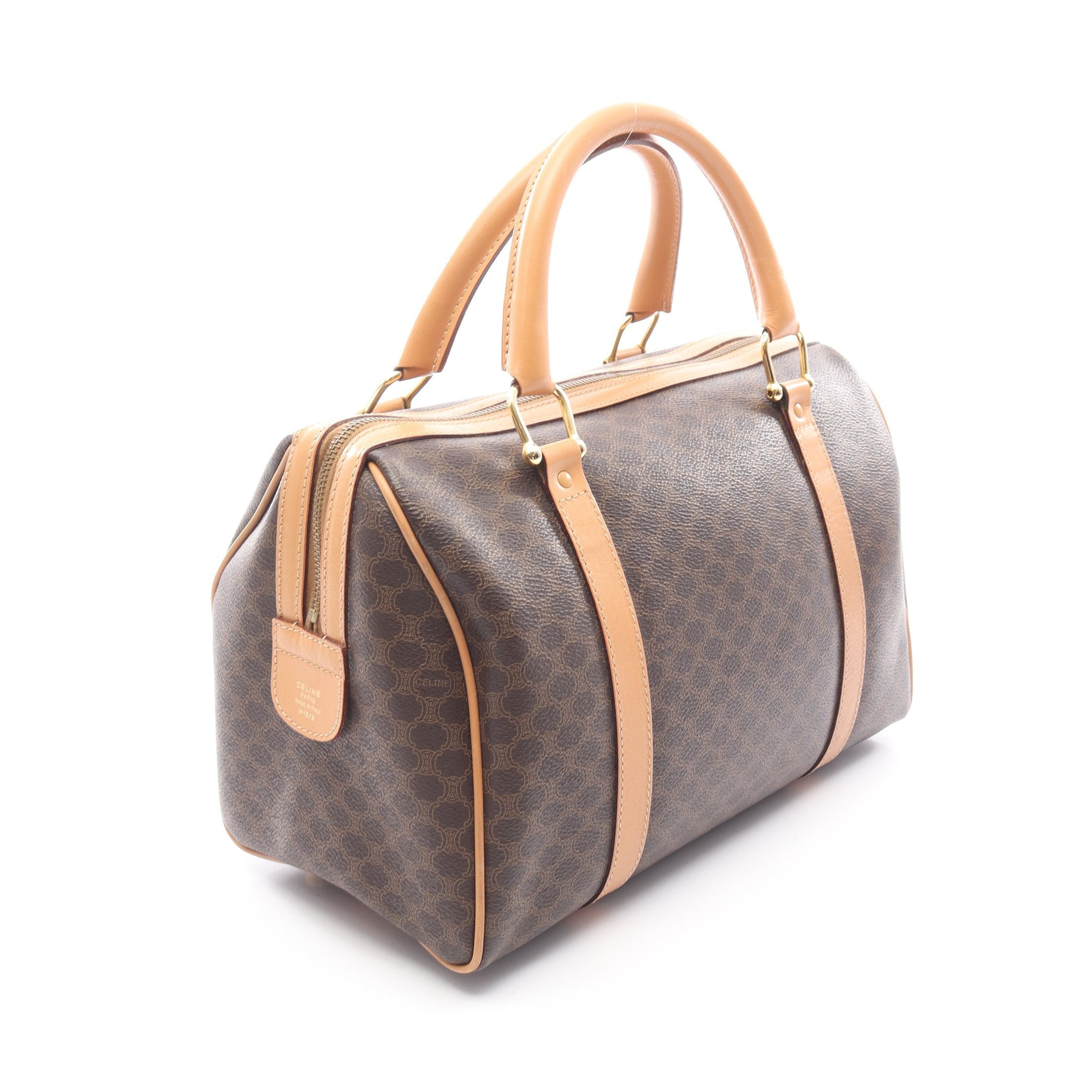 マカダム ハンドバッグ ミニボストンバッグ PVC レザー ダークブラウン