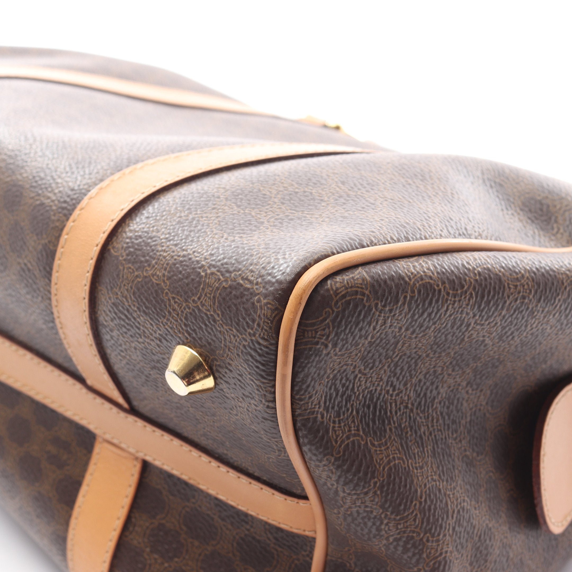 マカダム ハンドバッグ ミニボストンバッグ PVC レザー ダークブラウン