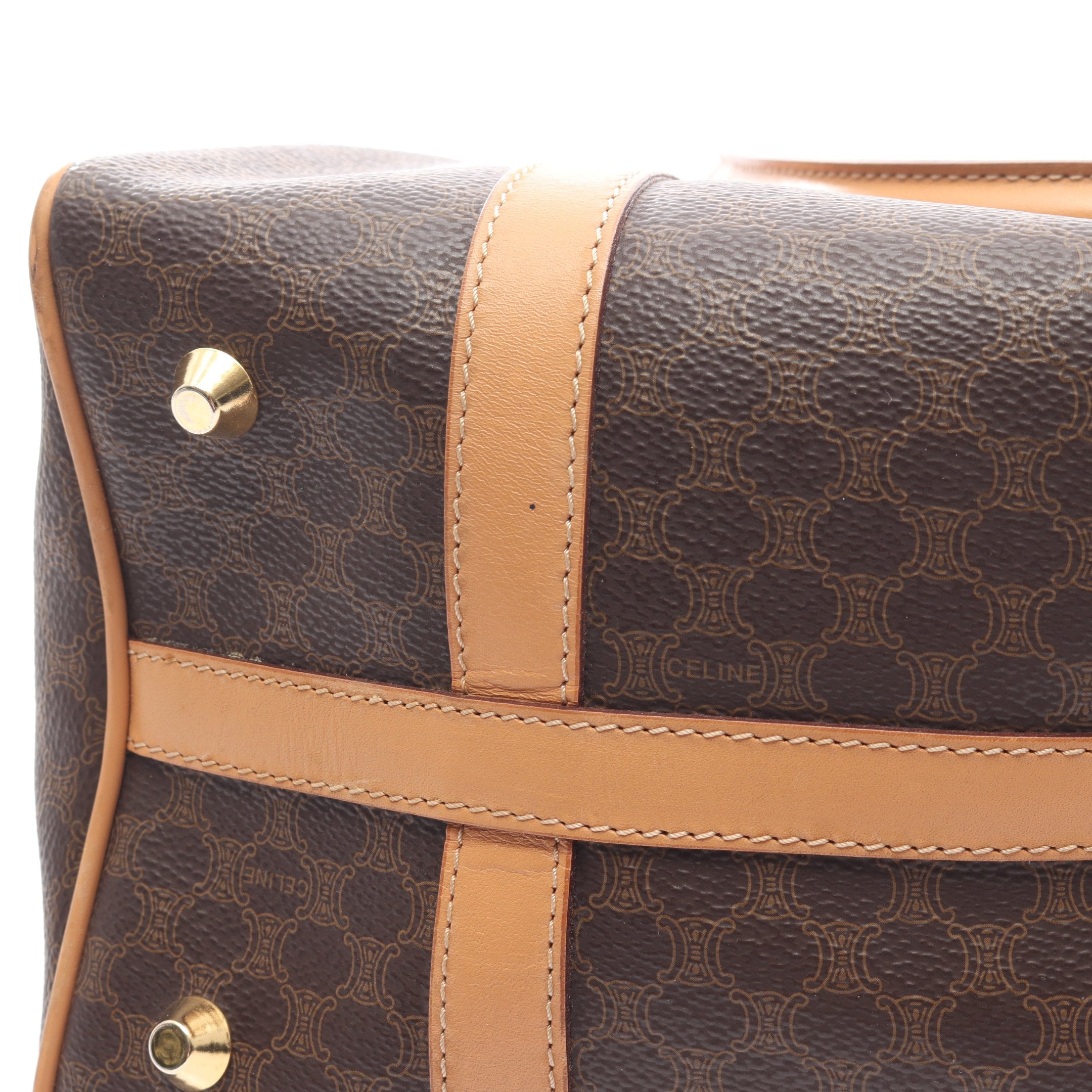 マカダム ハンドバッグ ミニボストンバッグ PVC レザー ダークブラウン