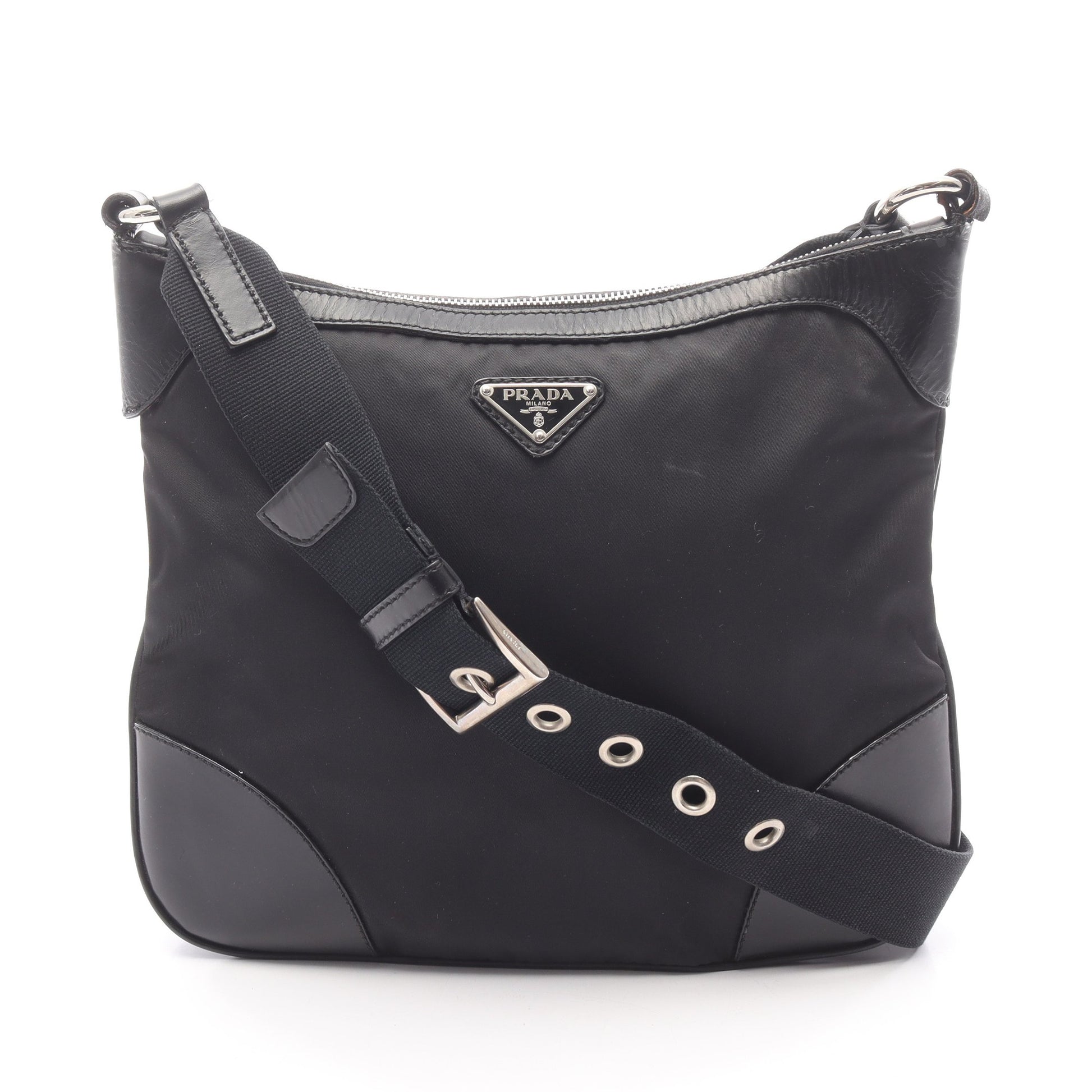 ショルダーバッグ ナイロン レザー ブラック プラダ バッグ PRADA