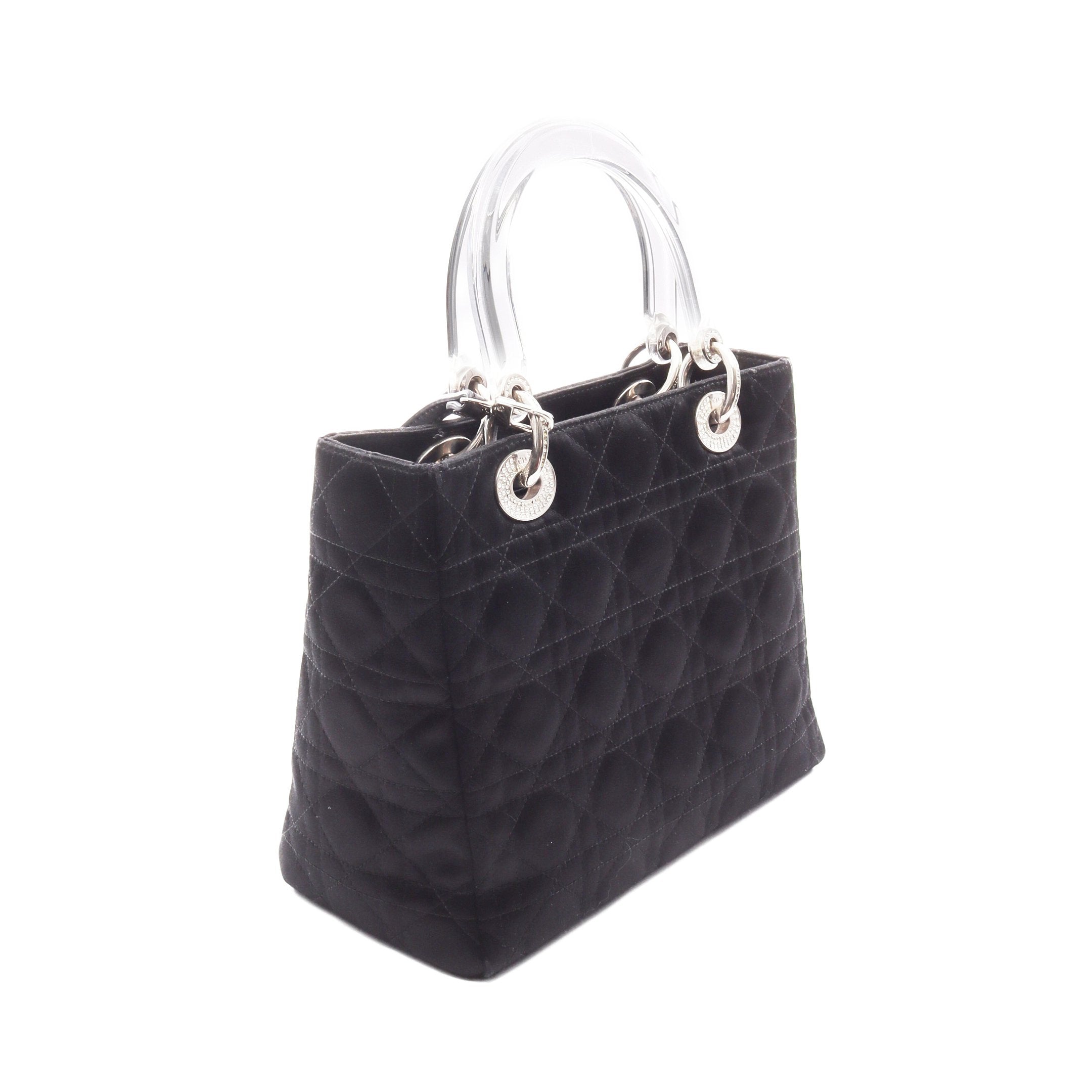 LADY DIOR レディディオール カナージュ ハンドバッグ サテン ブラック