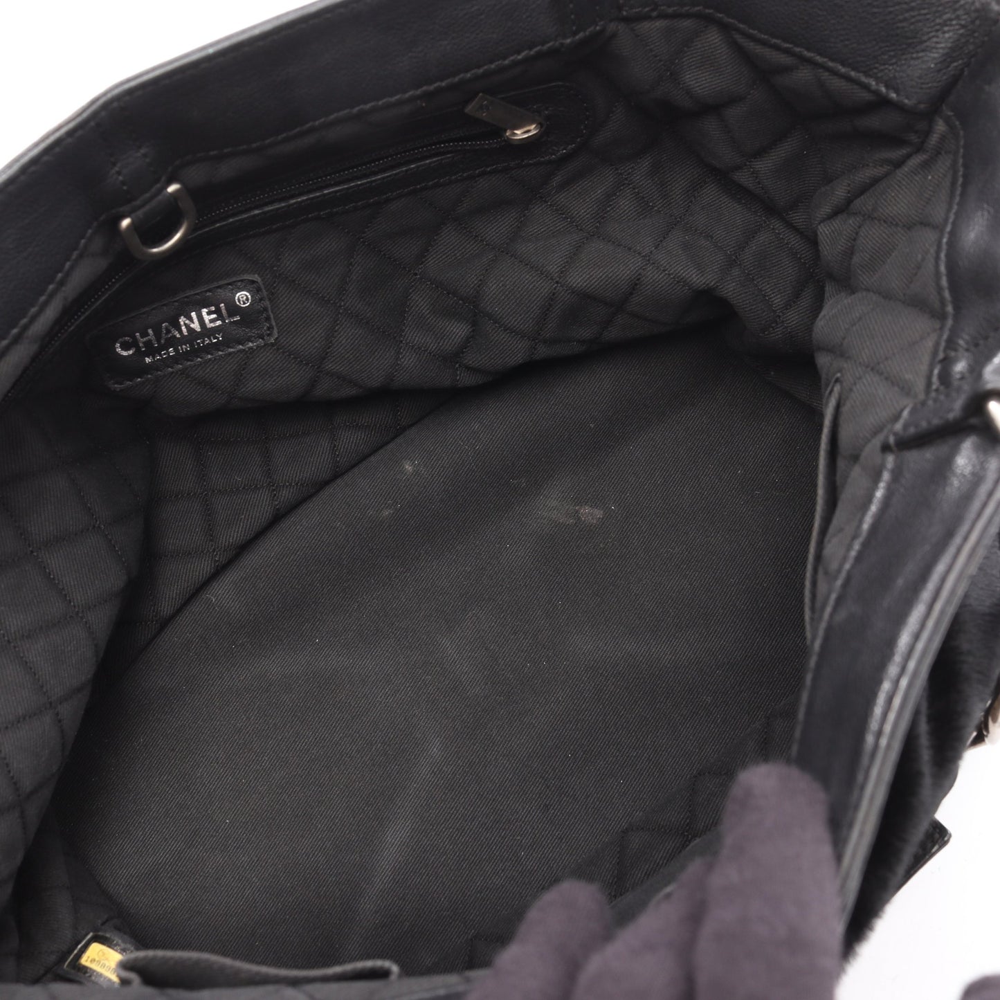 チェーンショルダーバッグ チェーントートバッグ ハラコ レザー ブラック シルバー金具 シャネル バッグ CHANEL