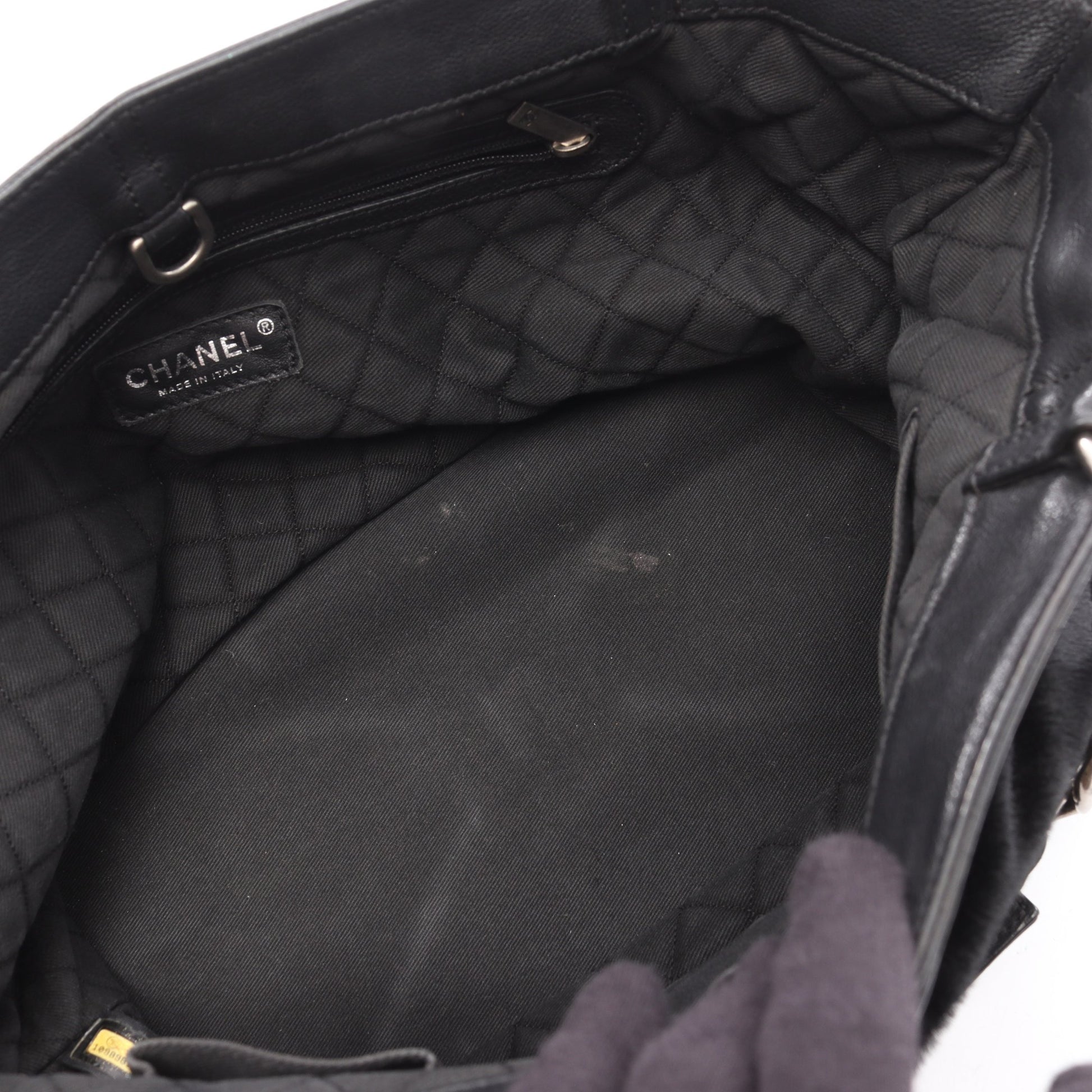 チェーンショルダーバッグ チェーントートバッグ ハラコ レザー ブラック シルバー金具 シャネル バッグ CHANEL