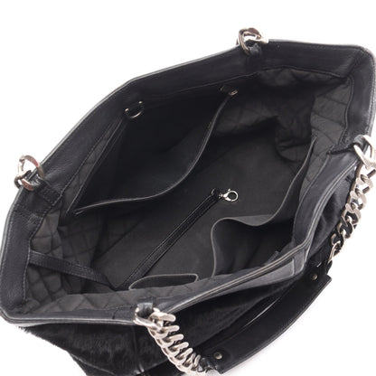 チェーンショルダーバッグ チェーントートバッグ ハラコ レザー ブラック シルバー金具 シャネル バッグ CHANEL