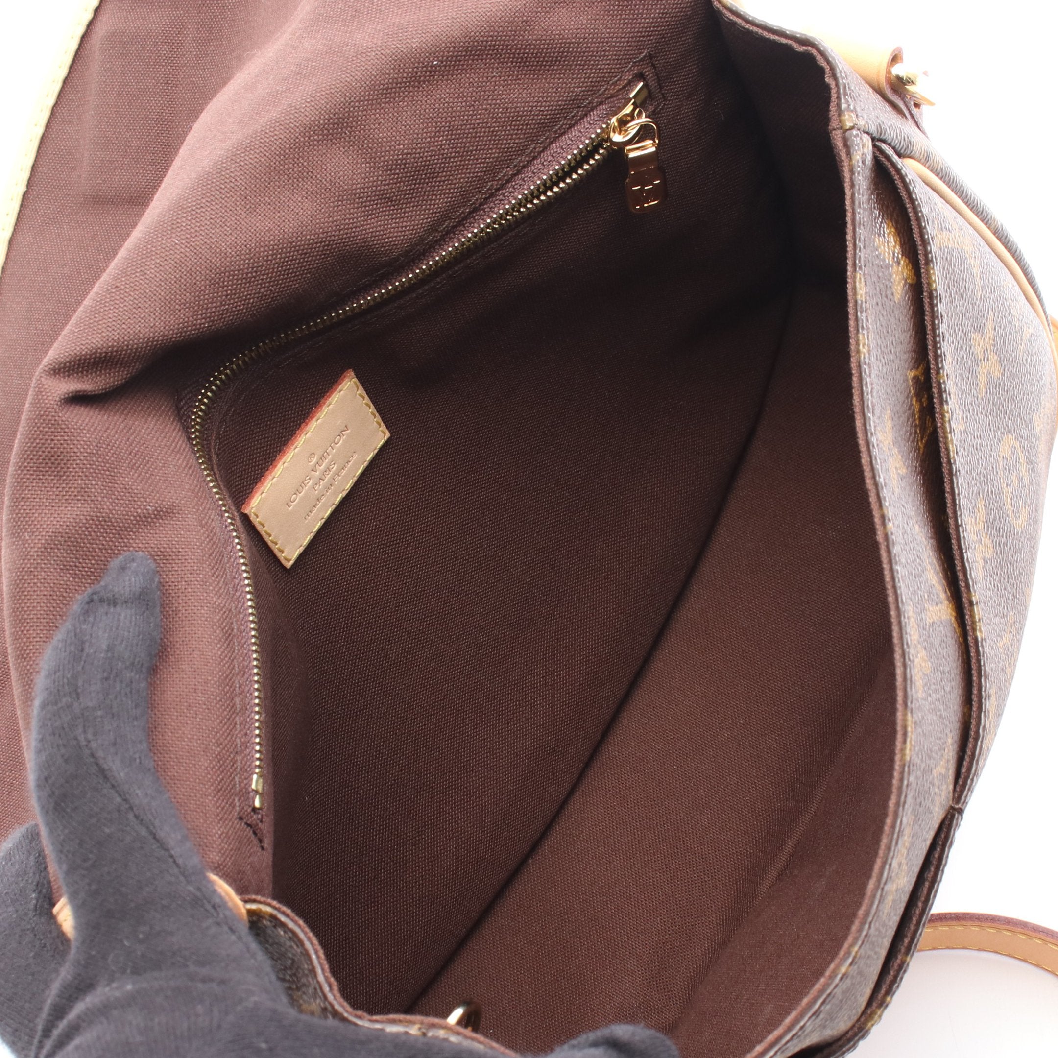 メニルモンタンPM モノグラム ショルダーバッグ PVC レザー ブラウン