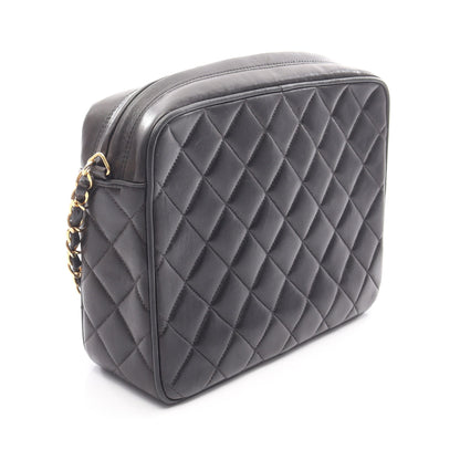 マトラッセ チェーンショルダーバッグ ラムスキン ブラック ゴールド金具 シャネル バッグ CHANEL