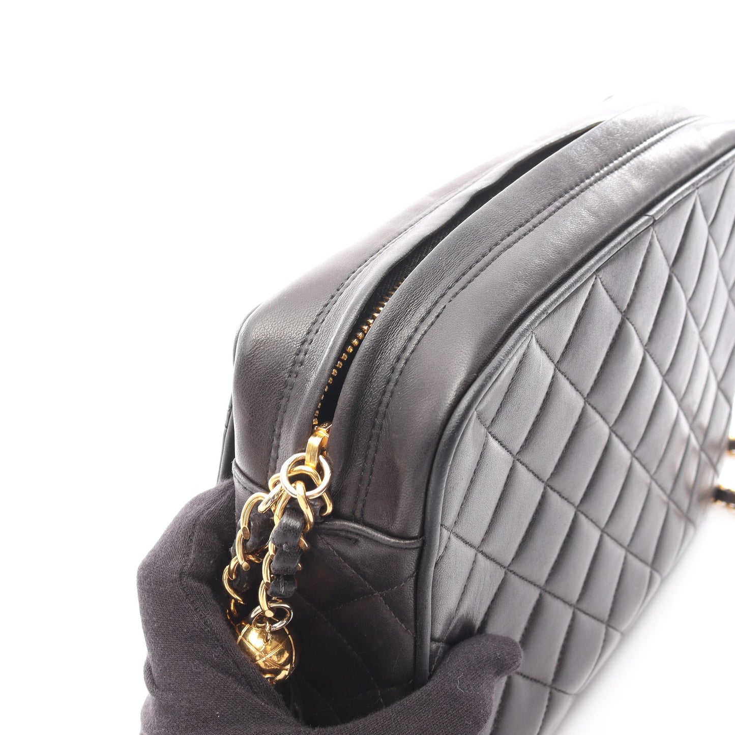 マトラッセ チェーンショルダーバッグ ラムスキン ブラック ゴールド金具 シャネル バッグ CHANEL