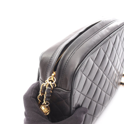 マトラッセ チェーンショルダーバッグ ラムスキン ブラック ゴールド金具 シャネル バッグ CHANEL